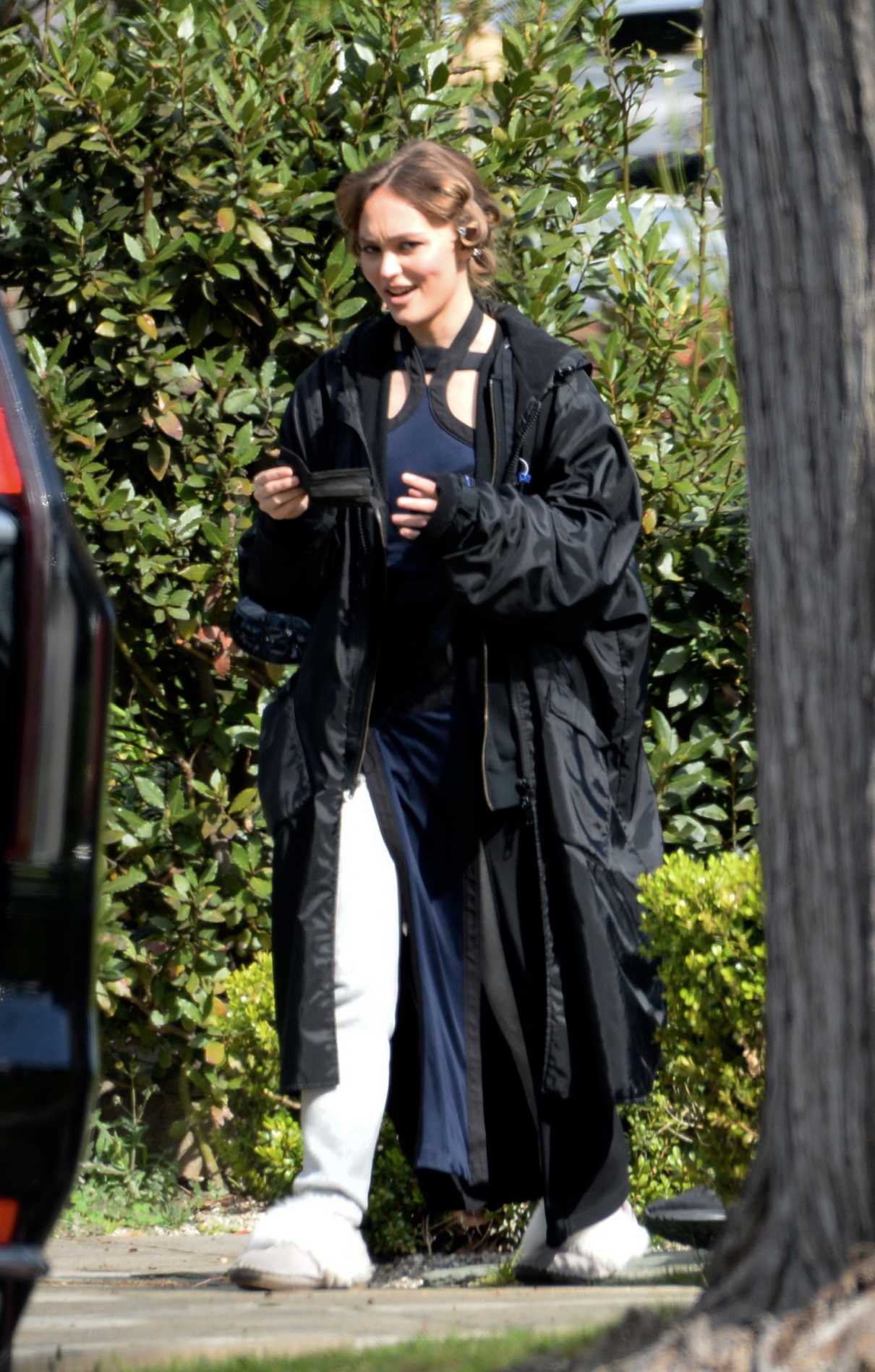 Lily-Rose Depp in a Black Outfit