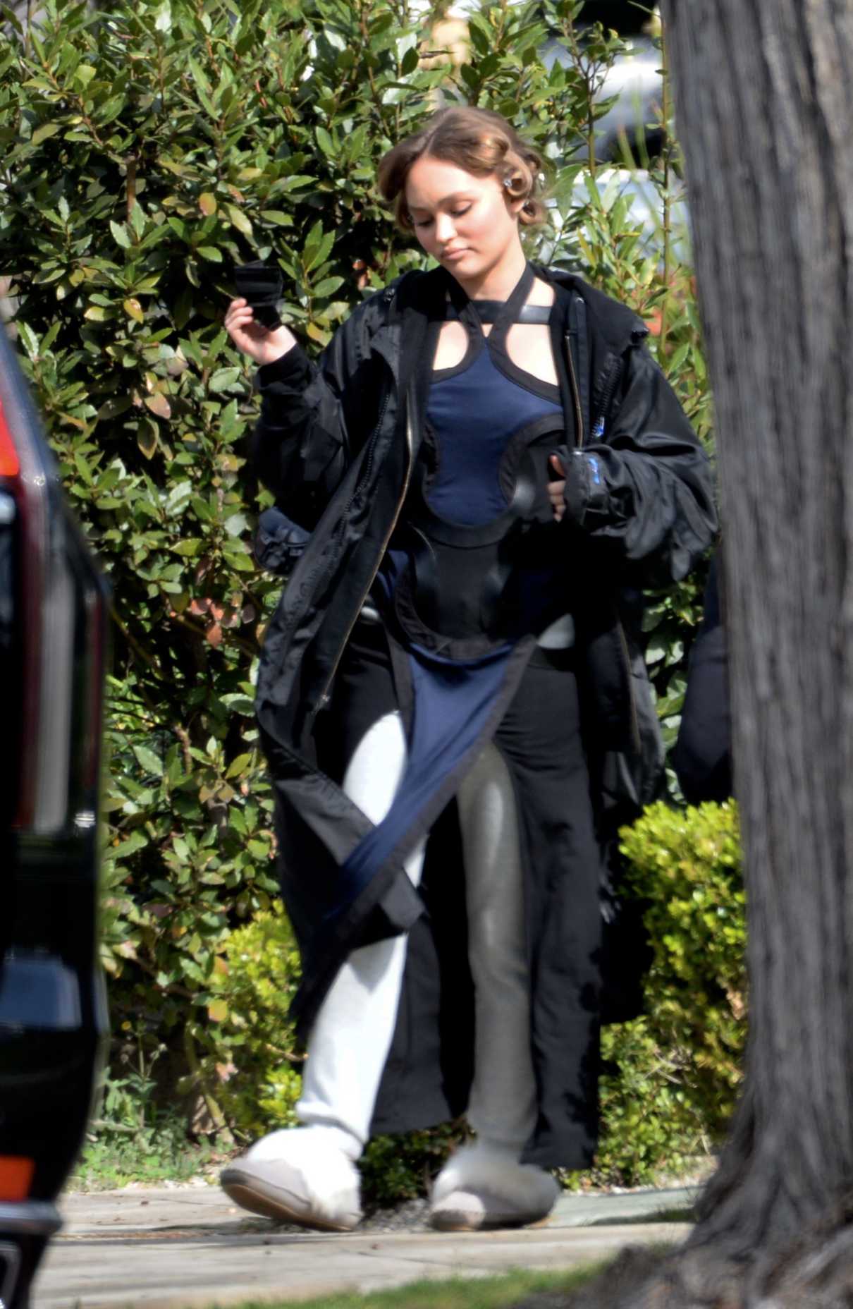 Lily-Rose Depp in a Black Outfit