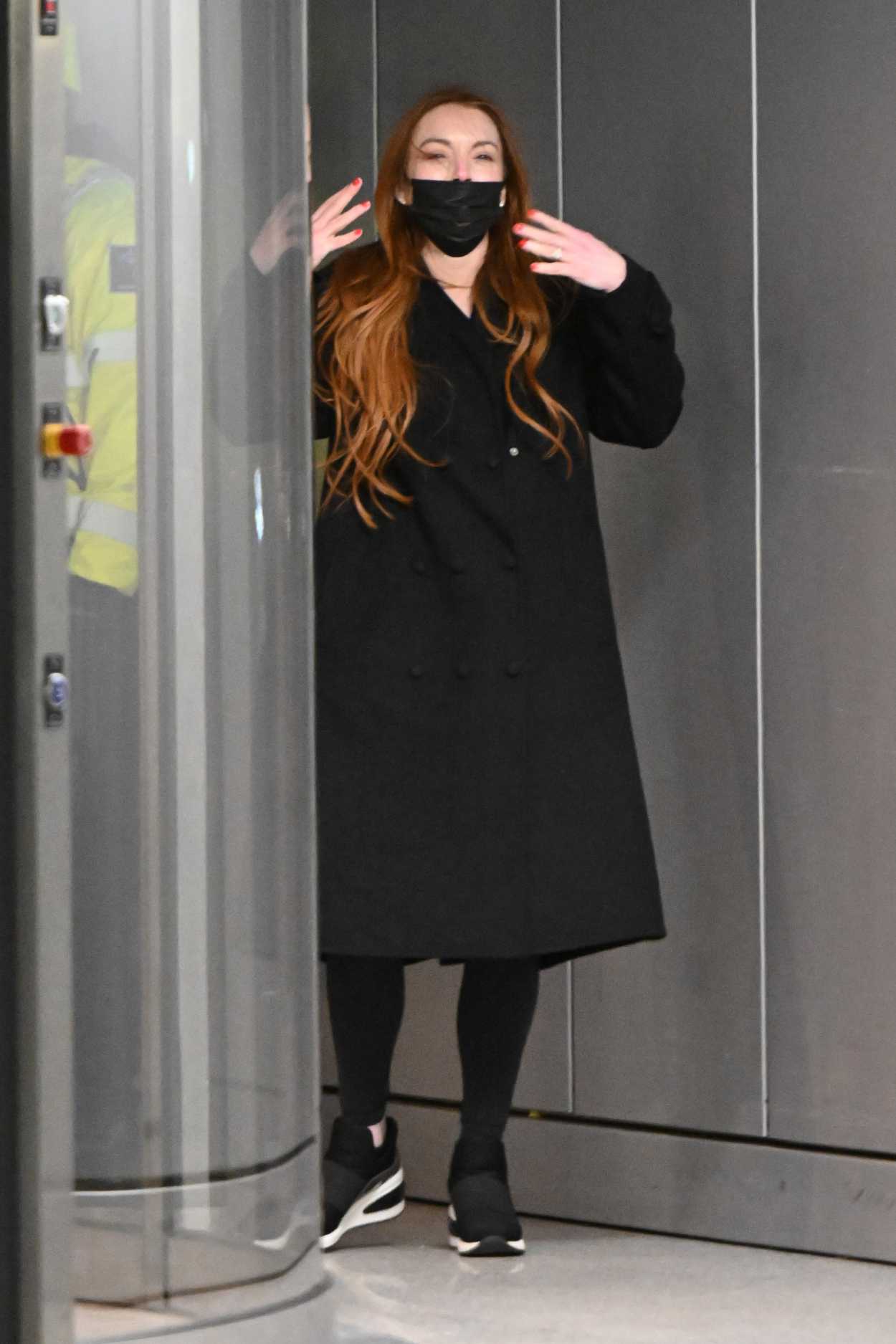Lindsay Lohan in a Black Coat