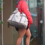 Maisie Smith in a Red Puffer Jacket Leaves Her Hotel in Manchester 01/30/2022