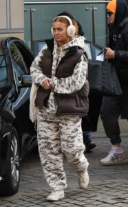 Maisie Smith in a White Camo Print Sweatsuit