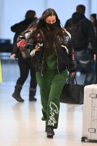Maya Jama in a Green Sweatsuit