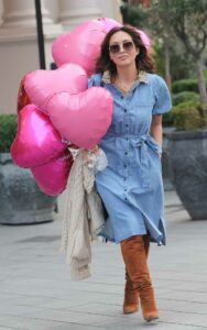 Myleene Klass in a Blue Denim Dress