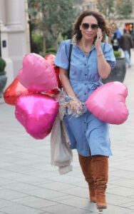 Myleene Klass in a Blue Denim Dress