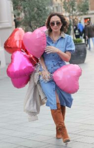 Myleene Klass in a Blue Denim Dress