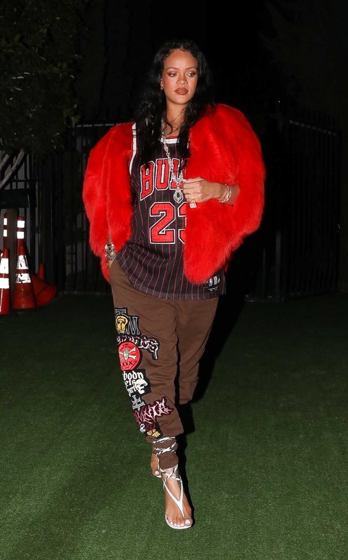 Rihanna in a Brown Sweatpants
