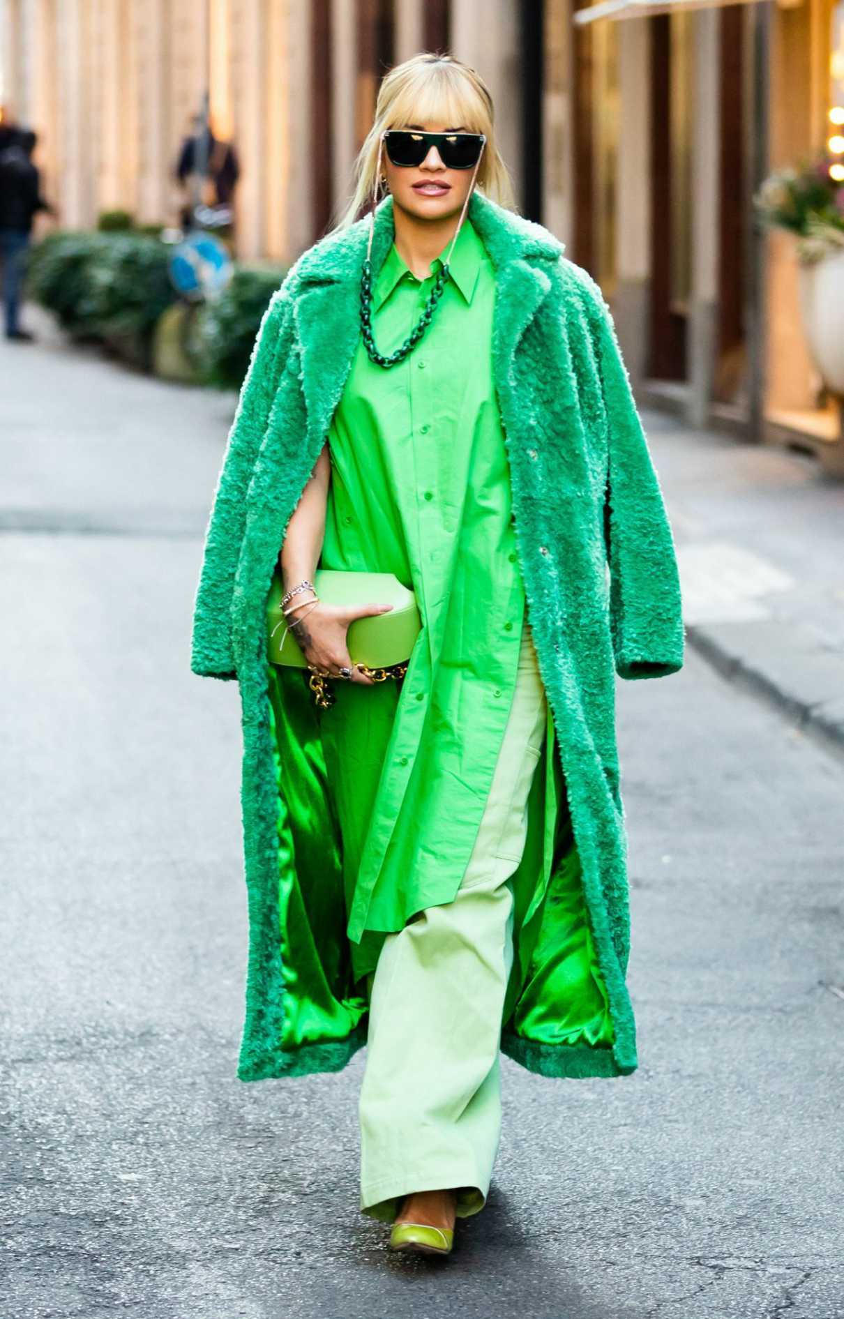 Rita Ora in a Green Outfit