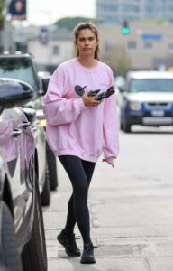 Sara Sampaio in a Pink Sweatshirt