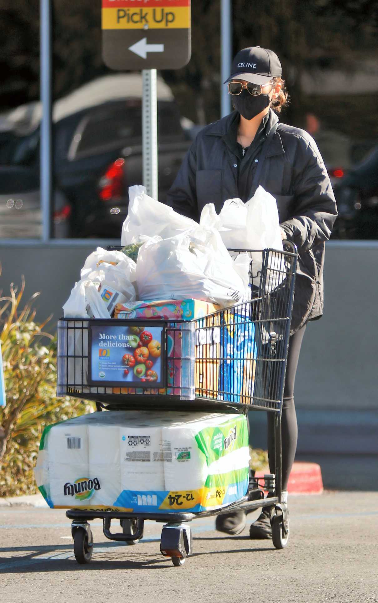 Shay Mitchell in a Black Cap Goes Grocery Shopping in Los Angeles 02/08