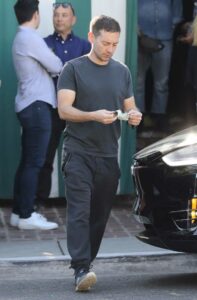 Tobey Maguire in a Black Tee