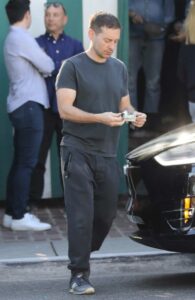 Tobey Maguire in a Black Tee