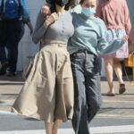Angelina Jolie in a Beige Skirt Was Seen Out with Her Daughter Shiloh in Los Angeles 03/21/2022