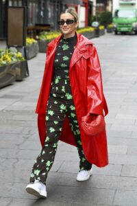 Ashley Roberts in a Red Trench Coat