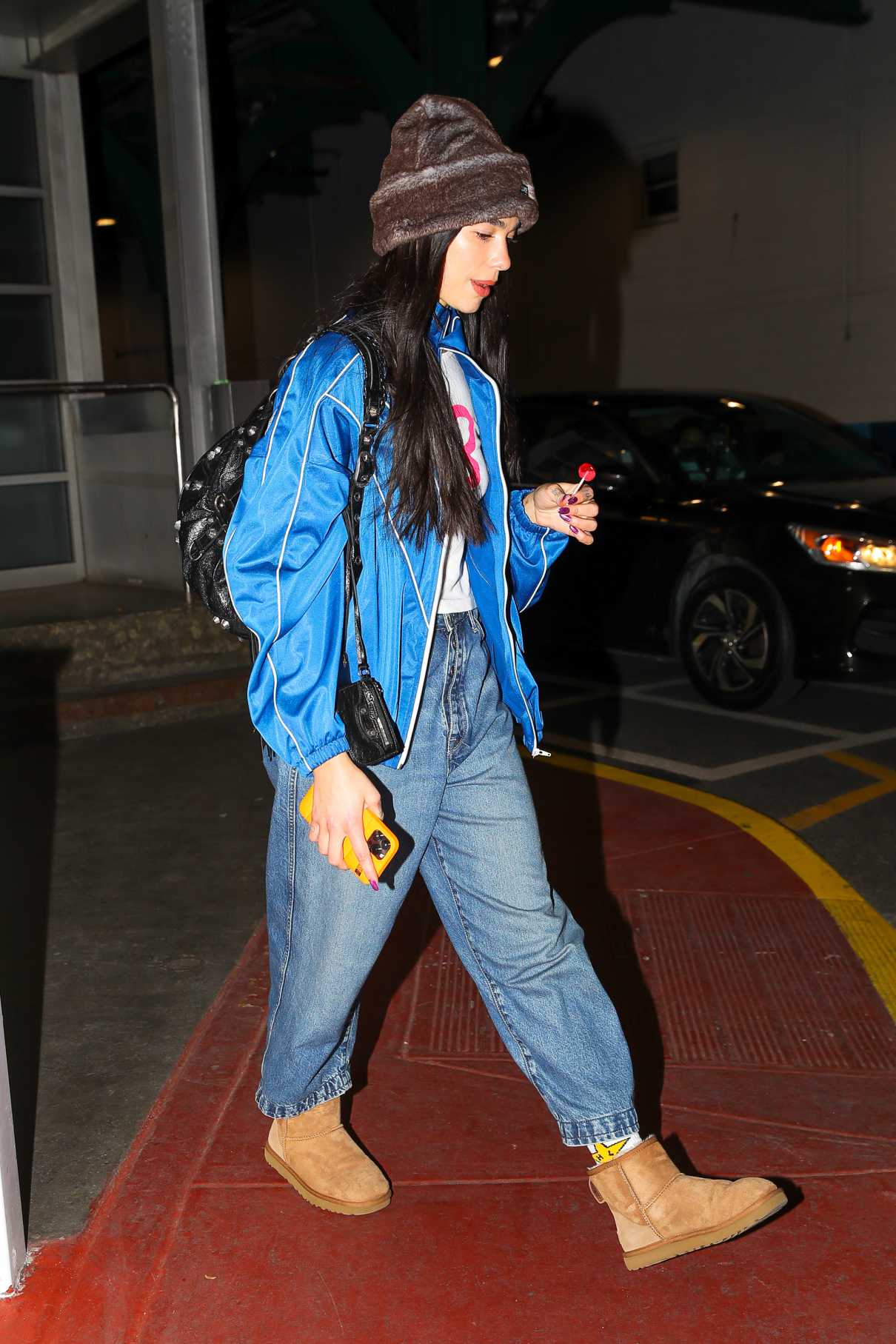 Dua Lipa in a Blue Track Jacket