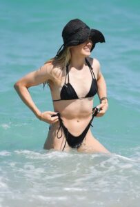Eugenie Bouchard in a Black Bikini