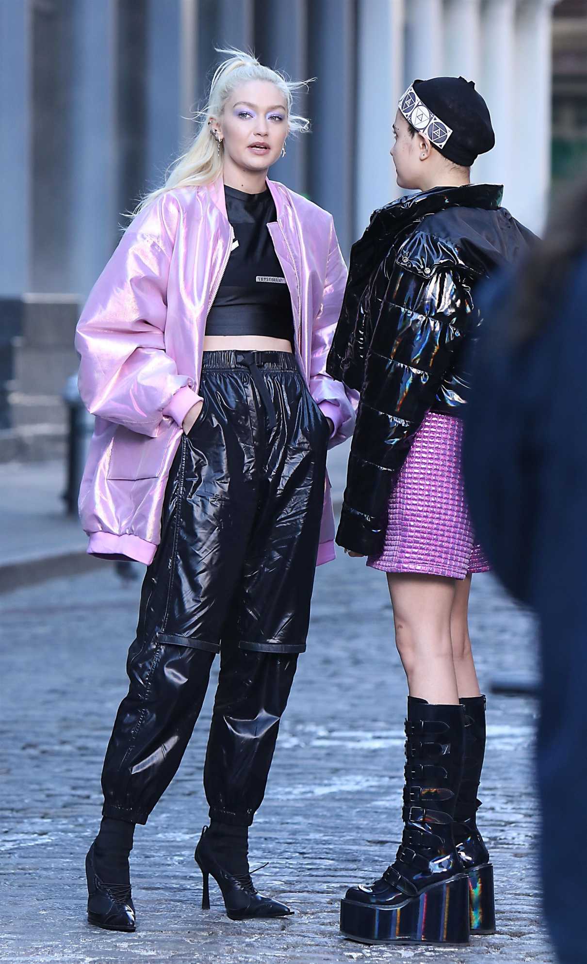 Gigi Hadid in a Purple Jacket