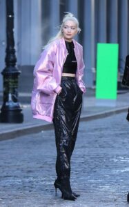 Gigi Hadid in a Purple Jacket