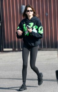 Kaia Gerber in a Black Hoodie