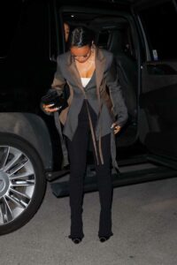 Karrueche Tran in a Grey Blazer