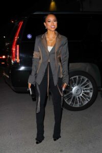 Karrueche Tran in a Grey Blazer