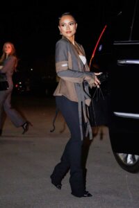 Karrueche Tran in a Grey Blazer