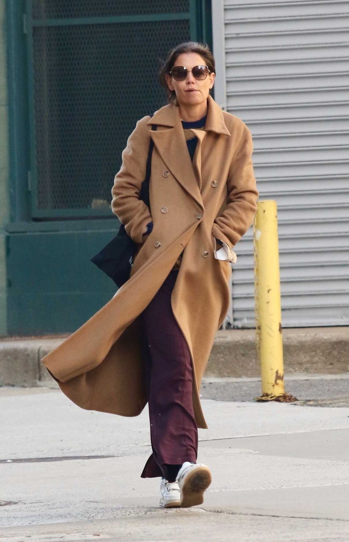 Katie Holmes in a Caramel Coloured Coat