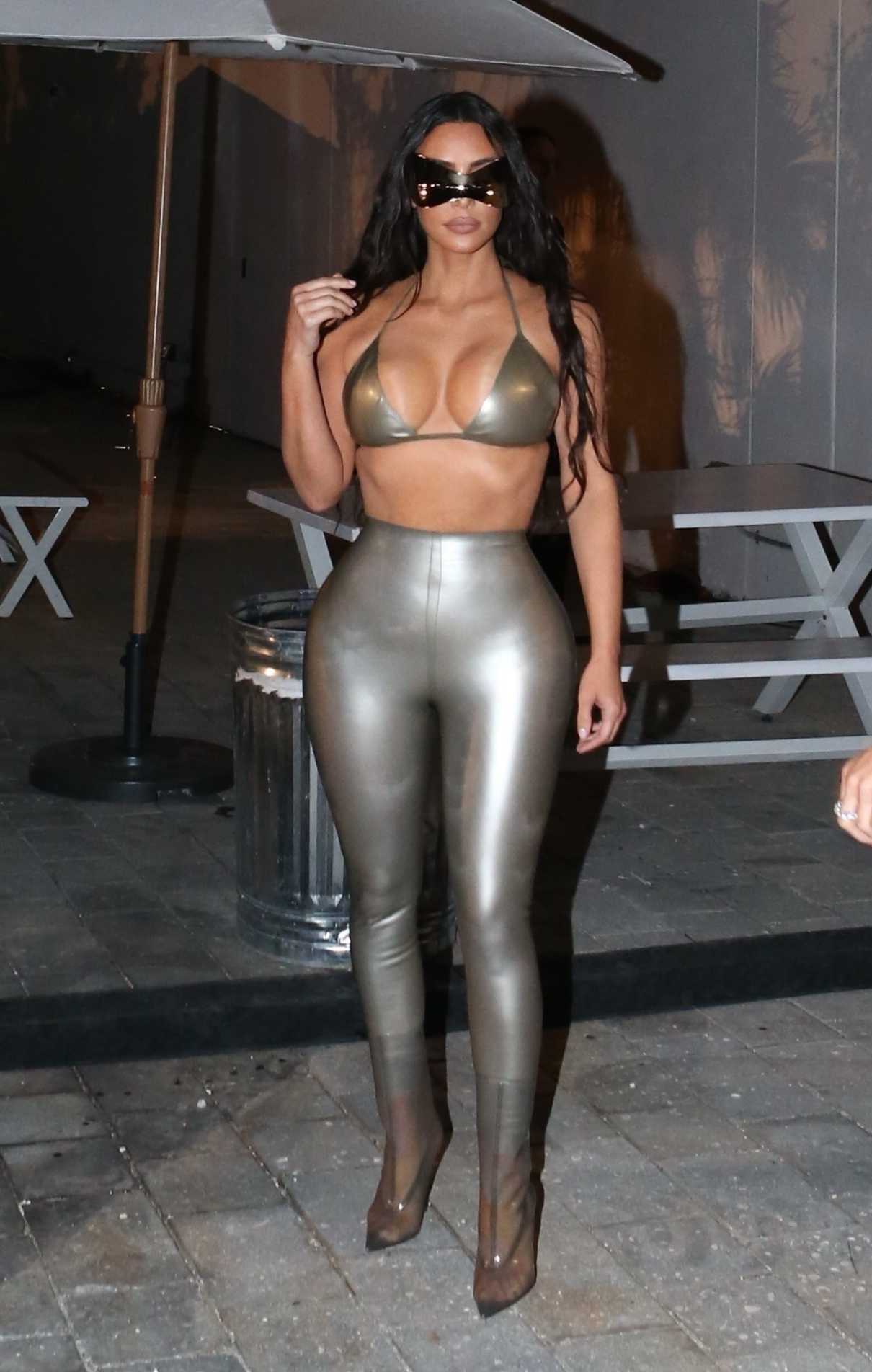 Kim Kardashian in a Silver Bra