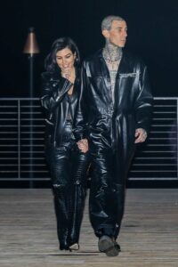 Kourtney Kardashian in a Black Leather Jacket
