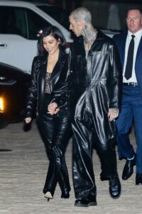 Kourtney Kardashian in a Black Leather Jacket