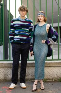 Larsen Thompson in a See-Through Knitted Dress