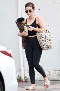 Lucy Hale in a Black Workout Ensemble