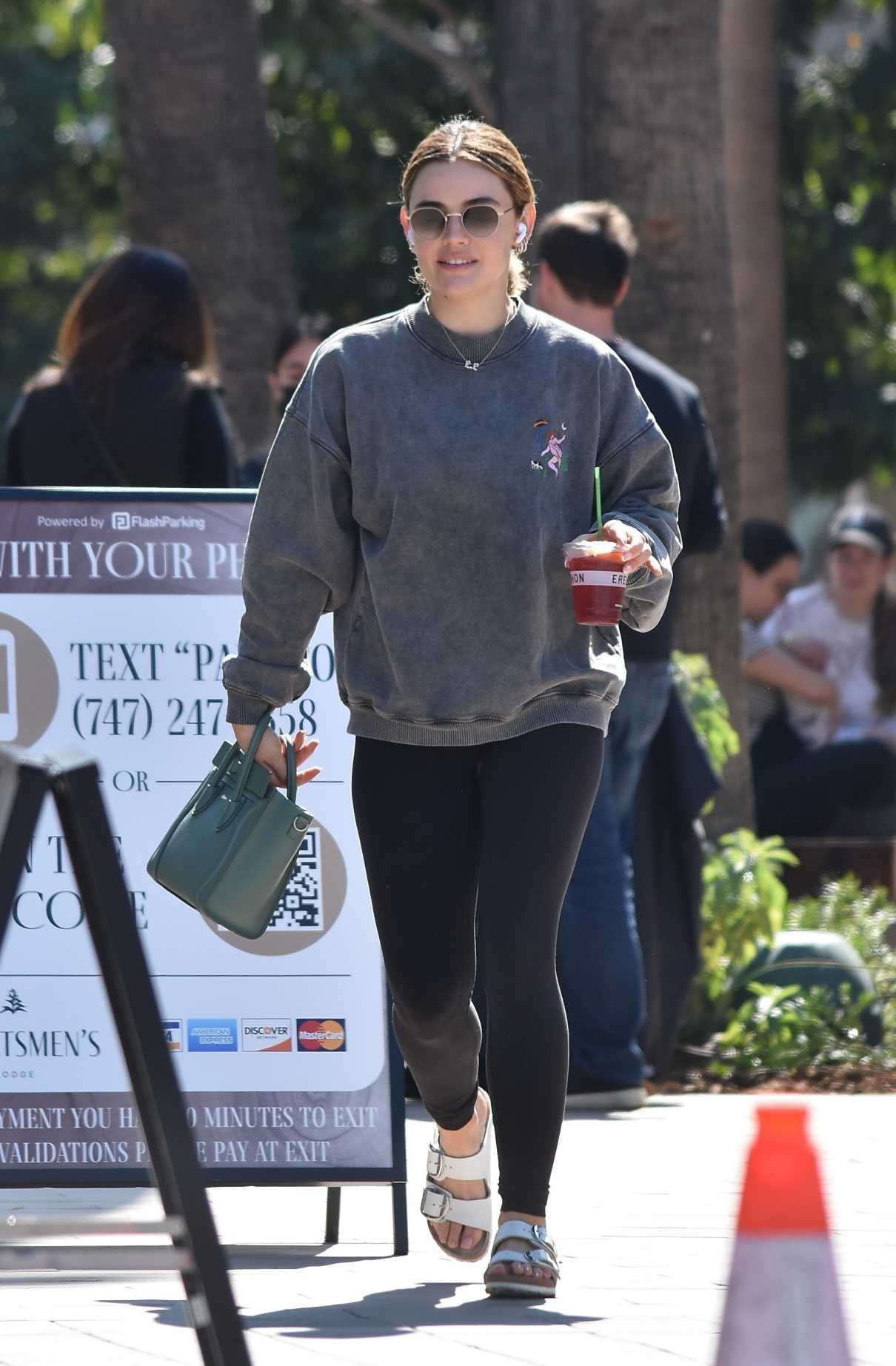 Lucy Hale in a Grey Sweatshirt