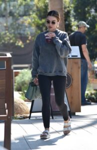 Lucy Hale in a Grey Sweatshirt