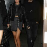 Michelle Keegan in a Black Leather Jacket Leaves Craig’s Restaurant in West Hollywood 03/07/2022