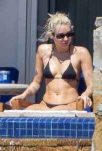Miley Cyrus in a Black Bikini