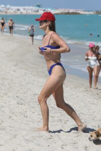 Nina Agdal in a Blue Bikini