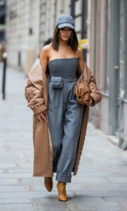 Olivia Culpo in a Grey Ensemble