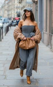 Olivia Culpo in a Grey Ensemble