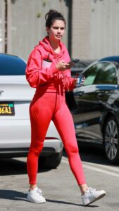 Sara Sampaio in a Red Outfit