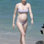 Sophie Turner in a Checked Bikini on the Beach in Miami 02/27/2022