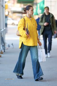 Bella Hadid in a Yellow Jacket