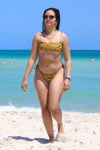 Camila Cabello in a Yellow Animal Print Bikini