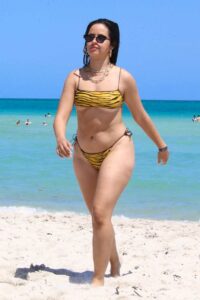 Camila Cabello in a Yellow Animal Print Bikini