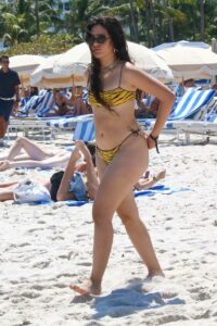 Camila Cabello in a Yellow Animal Print Bikini