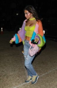 Chantel Jeffries in a Colorful Cardigan