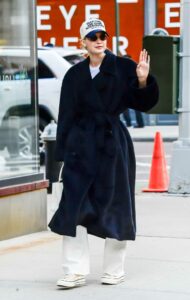 Gigi Hadid in a Black Coat