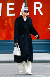 Gigi Hadid in a Black Coat