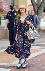 Heidi Klum in a Black Patterned Dress