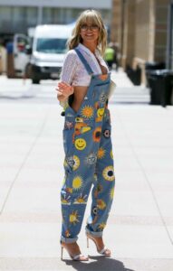 Heidi Klum in a Blue Patterned Jumpsuit