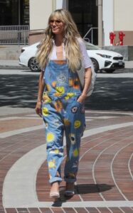 Heidi Klum in a Blue Patterned Jumpsuit